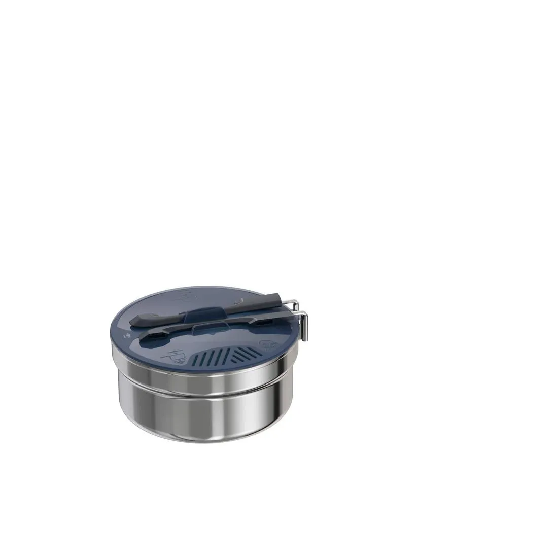Camping and bivouacking cooking set in stainless steel 100 - 1 person - 6 items.