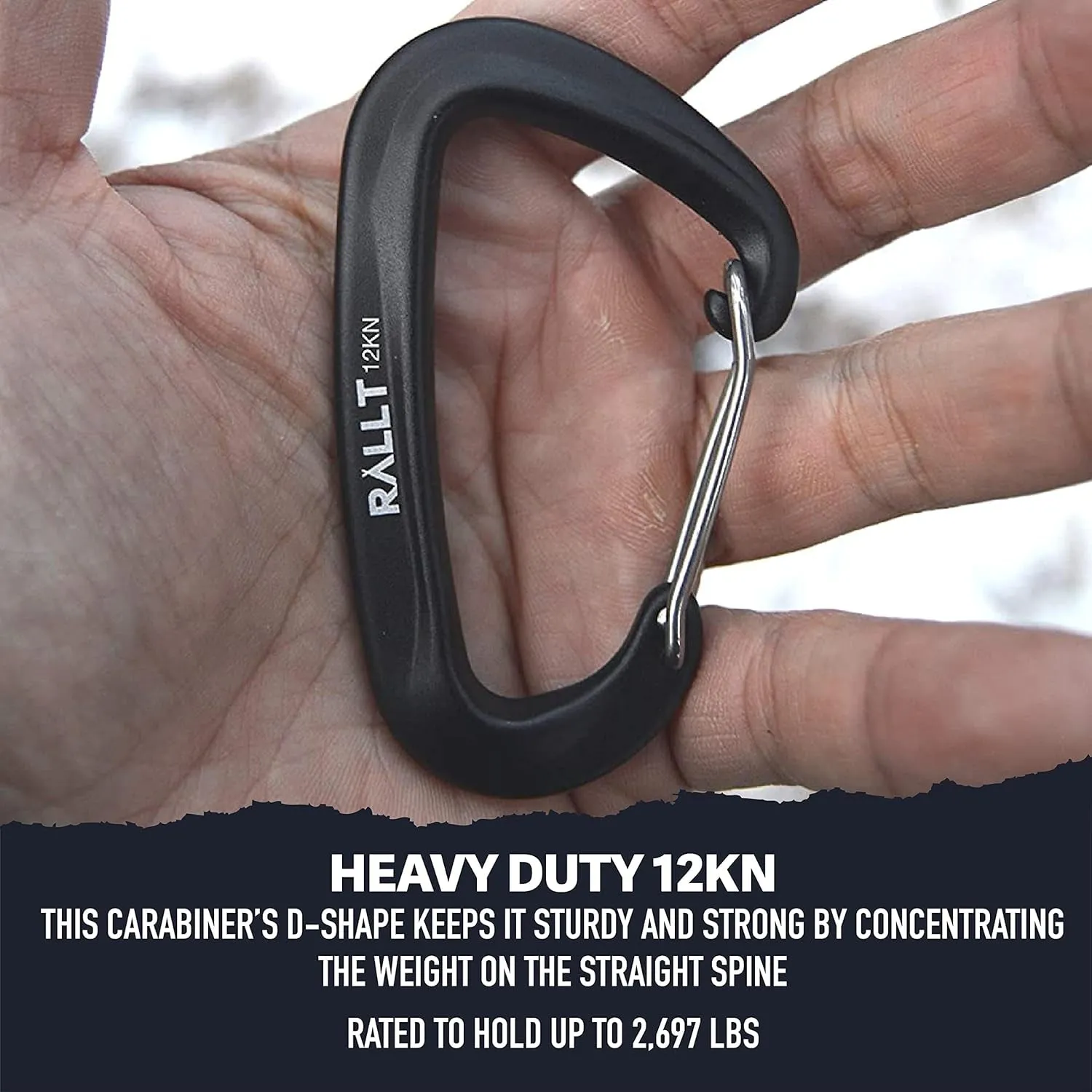 Carabiners 12Kn- Heavy Duty Carabiner Clip for Hiking, Hammock, Backpacking- Lightweight, No Rust Aluminum Camping Accessories