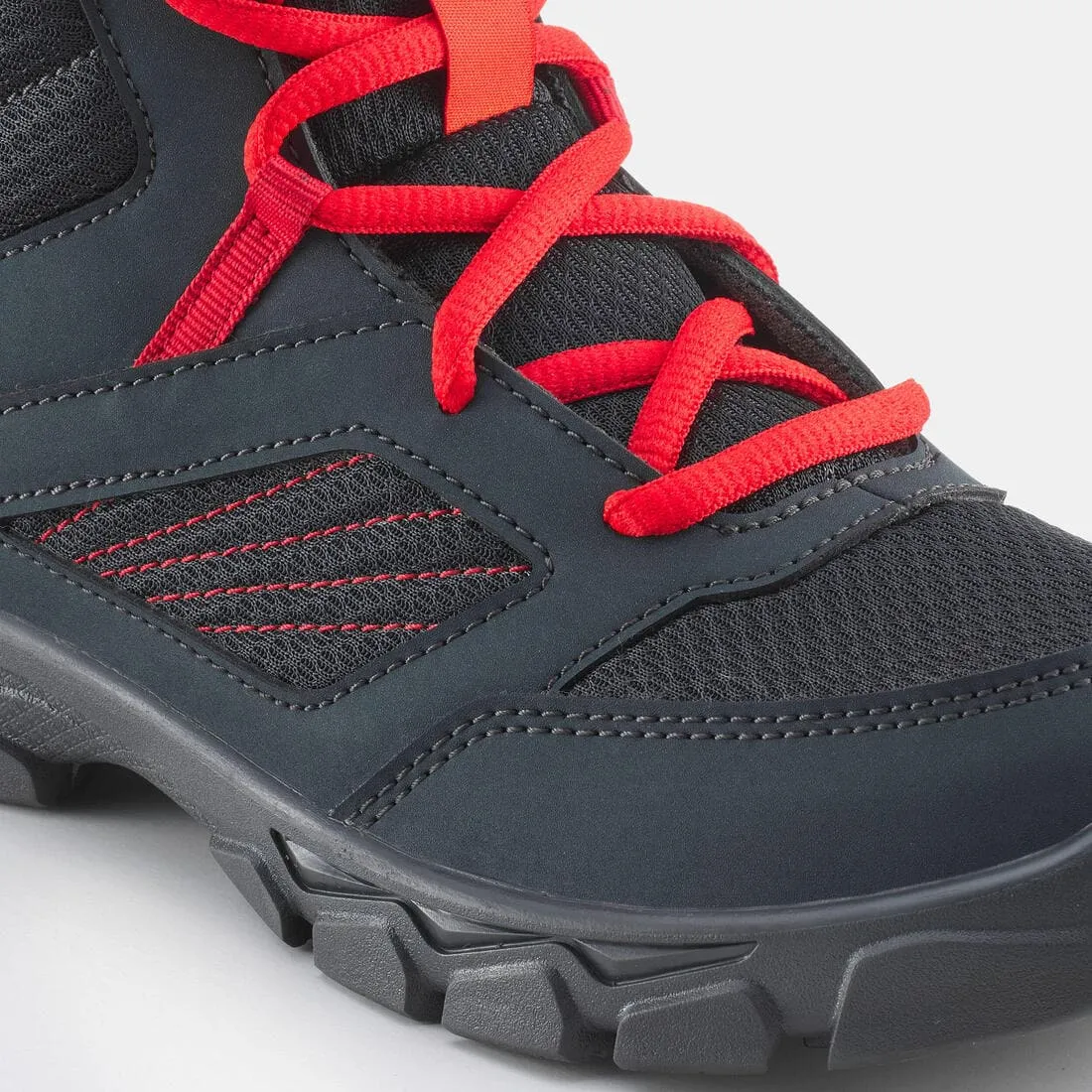 Chaussures de randonnée enfant avec lacets MH100 MID grise foncée du 35 AU 38