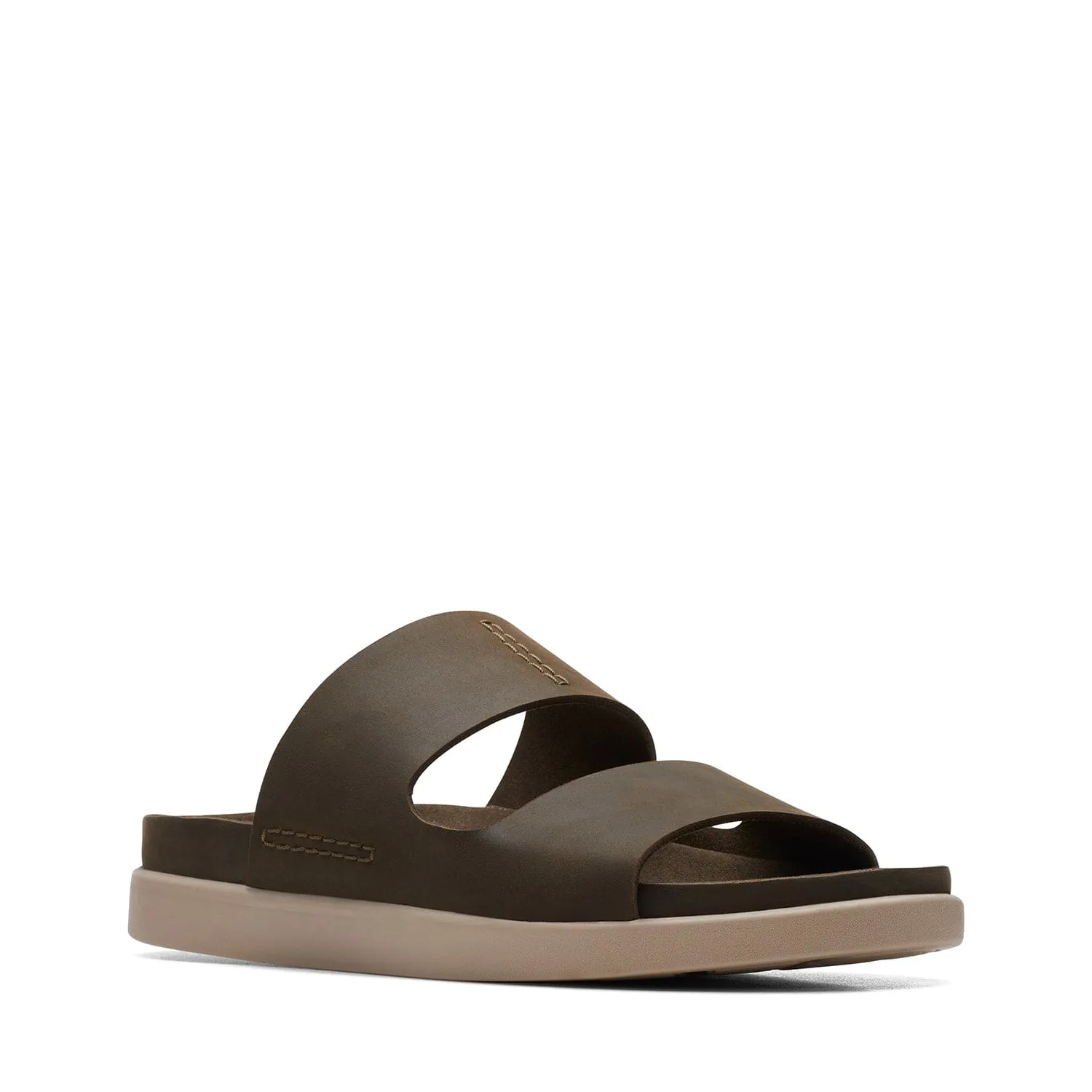 Clarks Sunder Coast Sandals - Dark Olive Lea - 261709457 - G Width (Standard Fit)