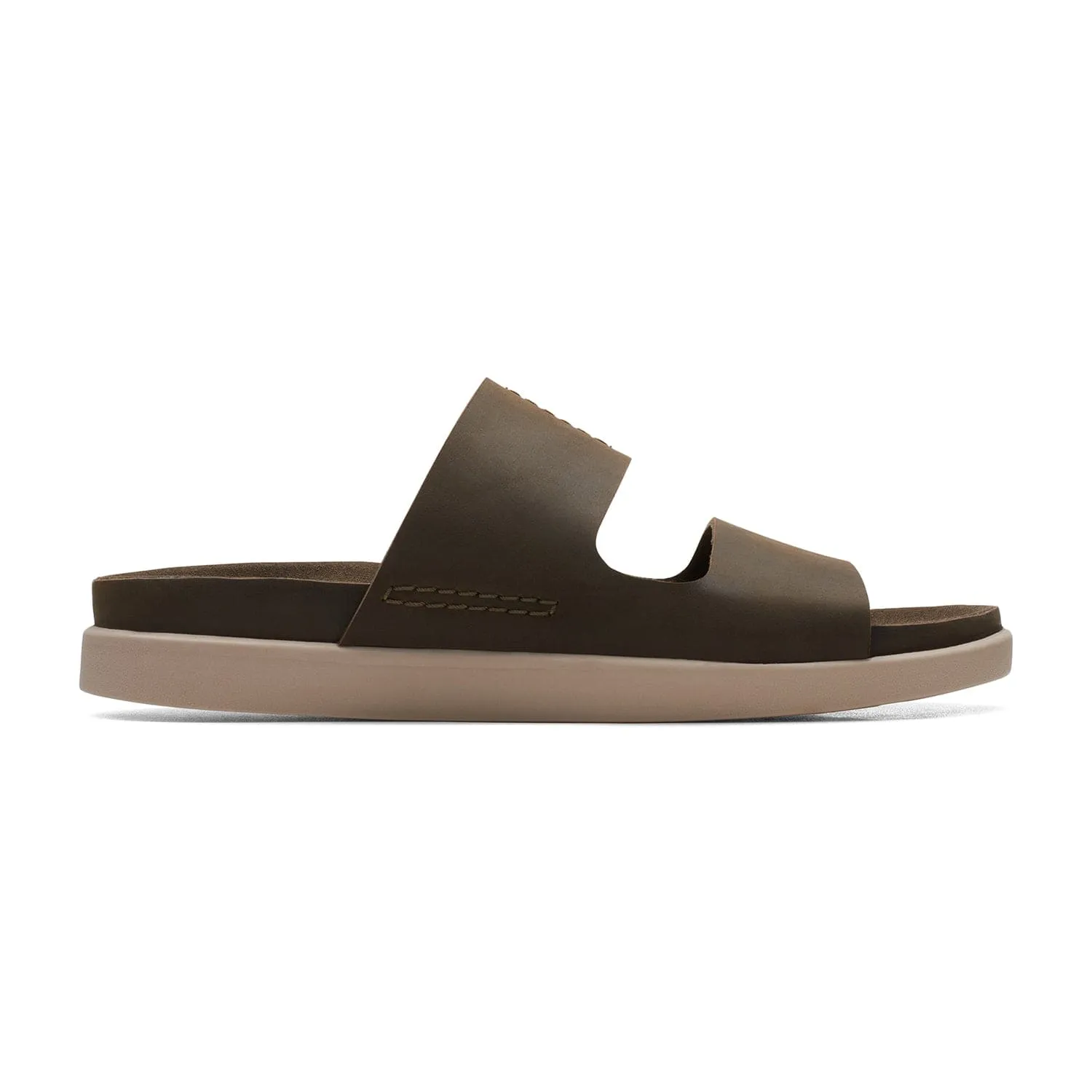 Clarks Sunder Coast Sandals - Dark Olive Lea - 261709457 - G Width (Standard Fit)