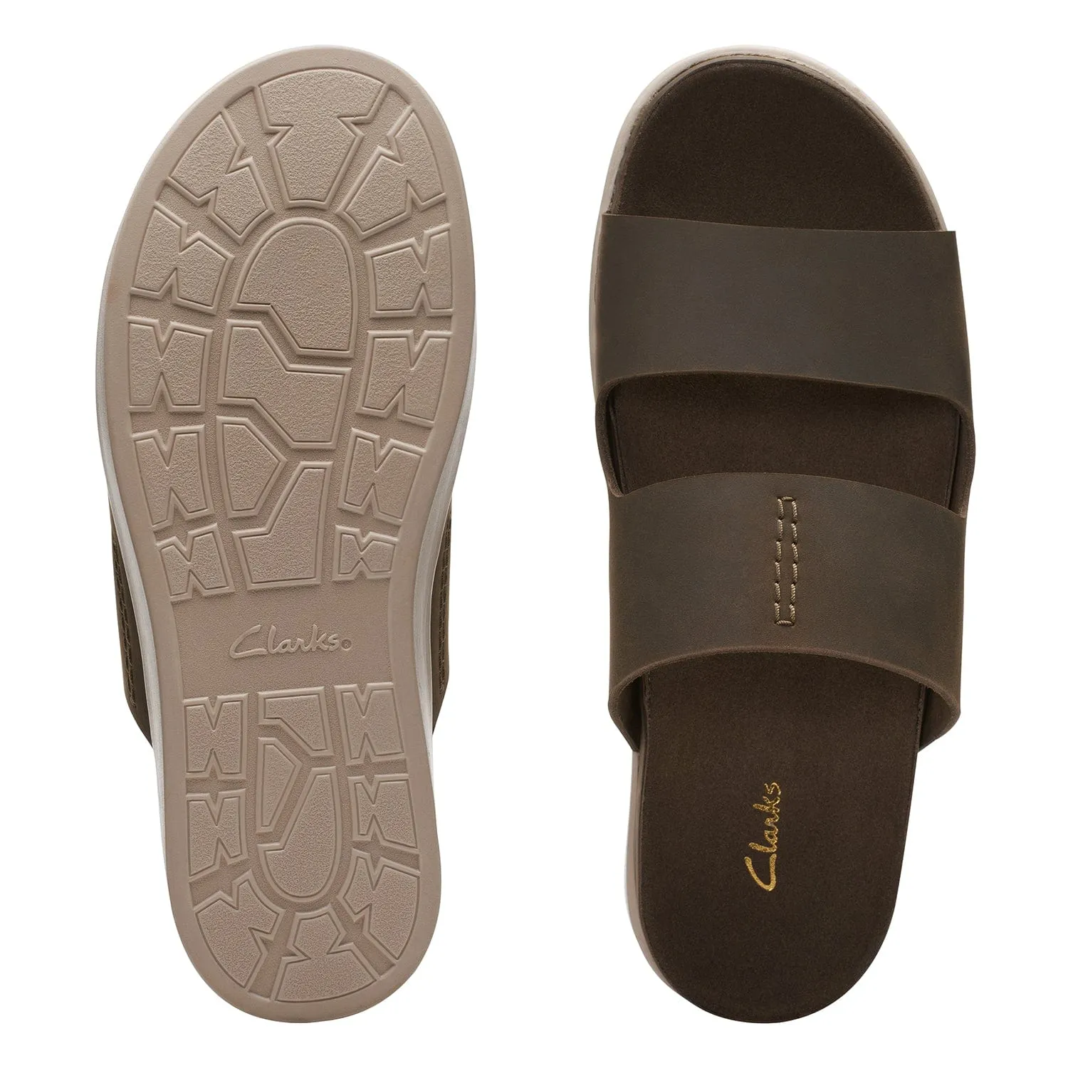 Clarks Sunder Coast Sandals - Dark Olive Lea - 261709457 - G Width (Standard Fit)