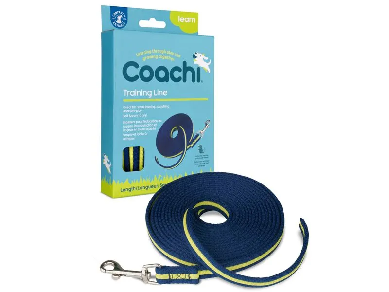 Coachi Navy & Lime Dog Training Lead - 5m