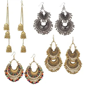 Combo of 4 Oxidized Layered Chandbali Jhumki