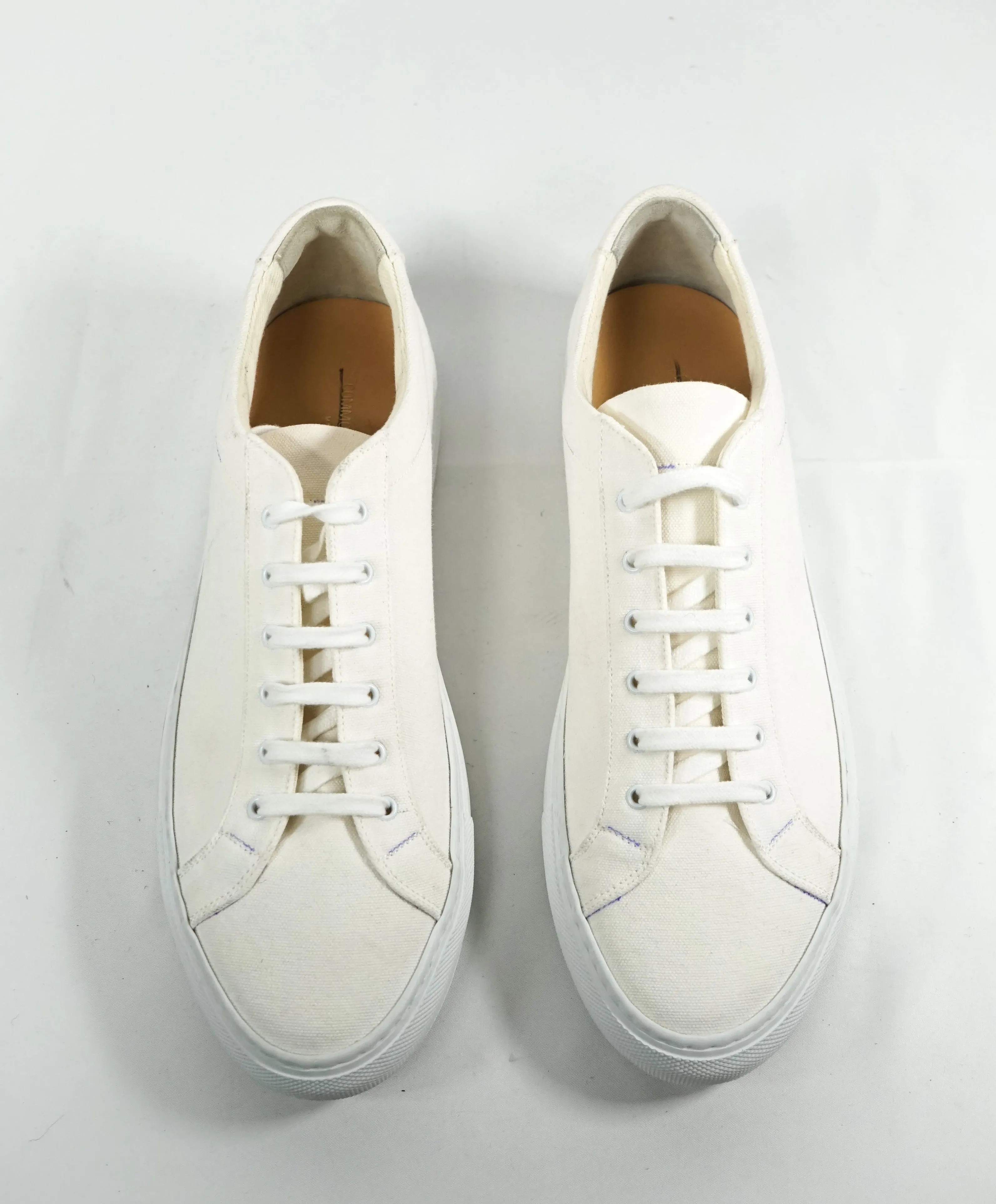 COMMON PROJECTS - "Achilles" Ivory Fabric Sneakers W Blue Details - 8