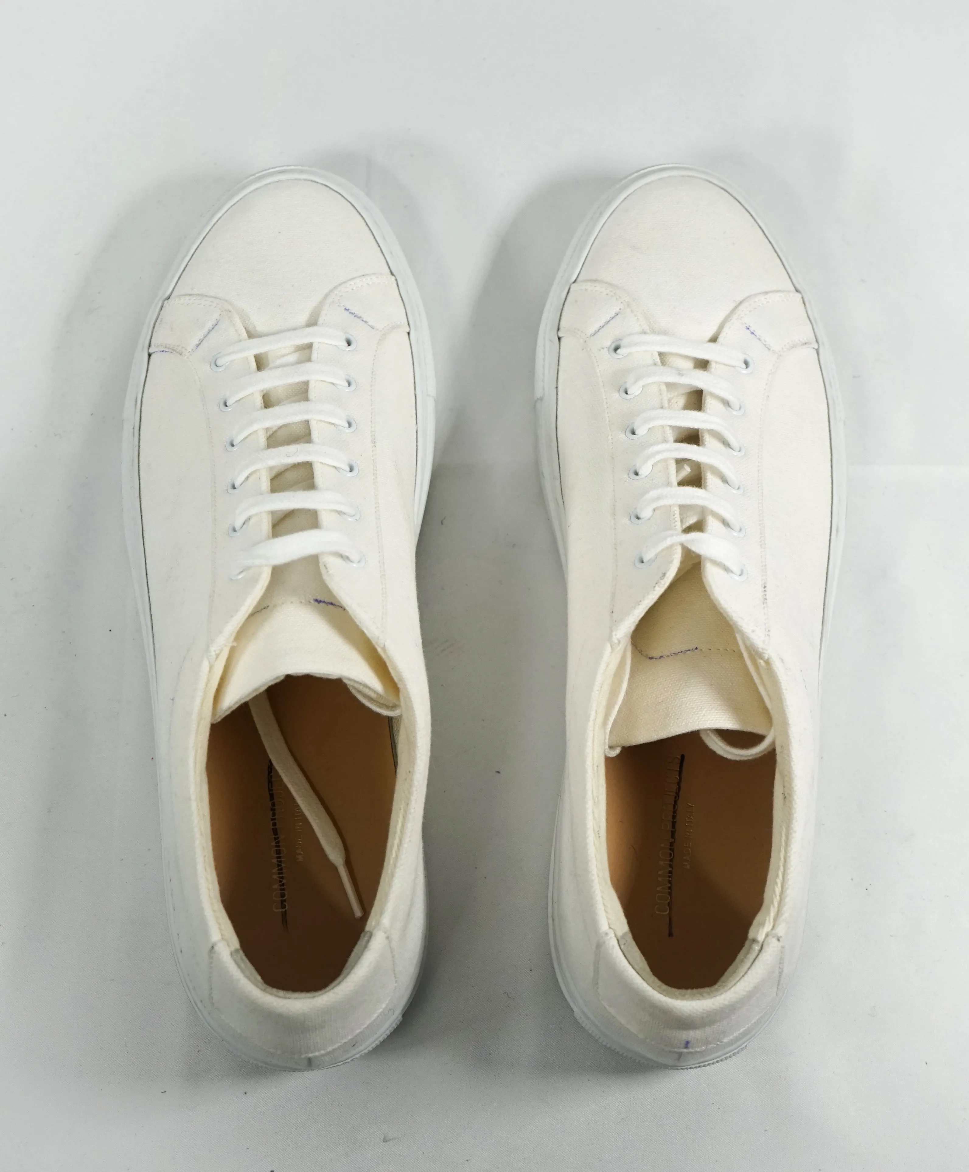 COMMON PROJECTS - "Achilles" Ivory Fabric Sneakers W Blue Details - 8