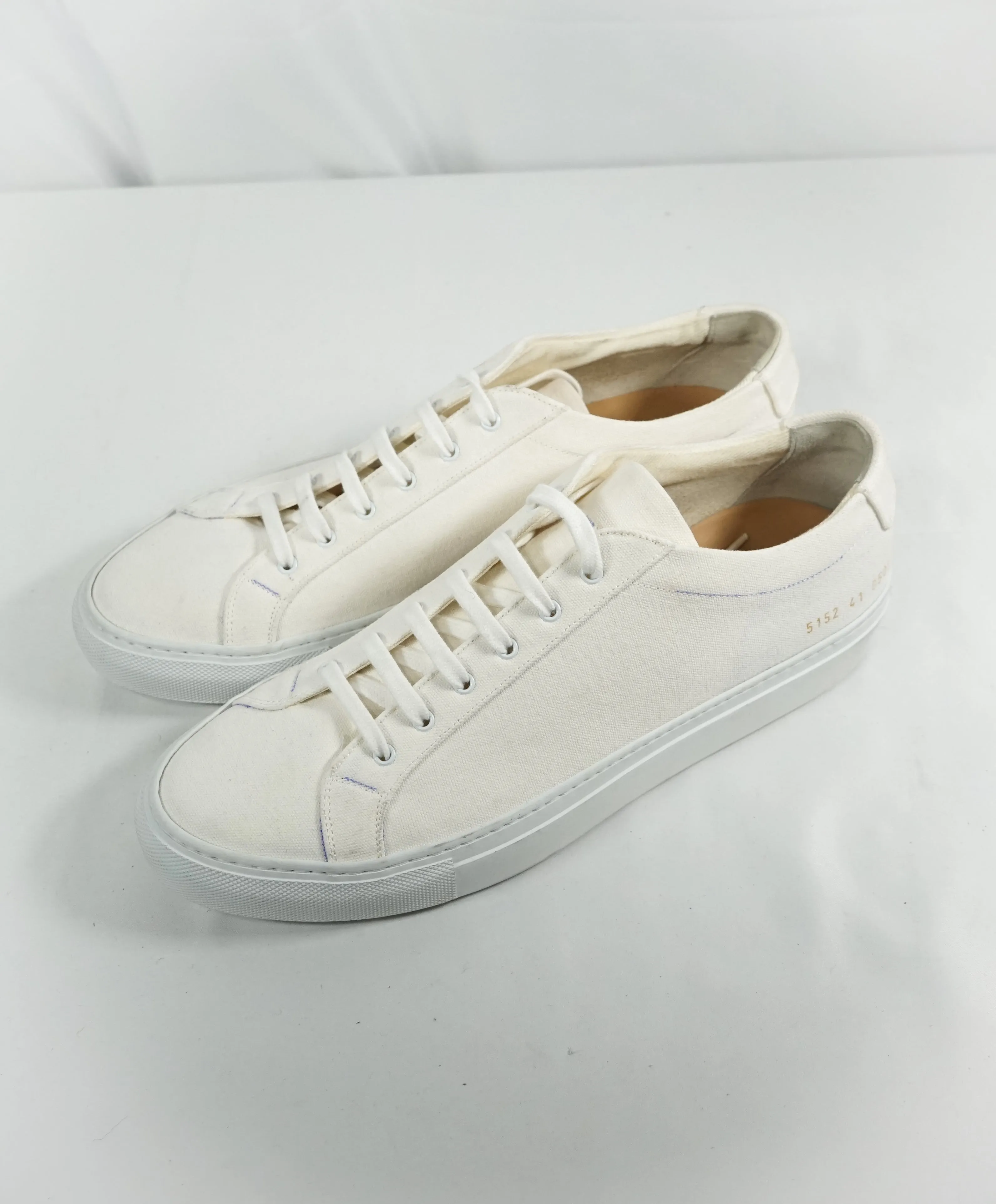 COMMON PROJECTS - "Achilles" Ivory Fabric Sneakers W Blue Details - 8