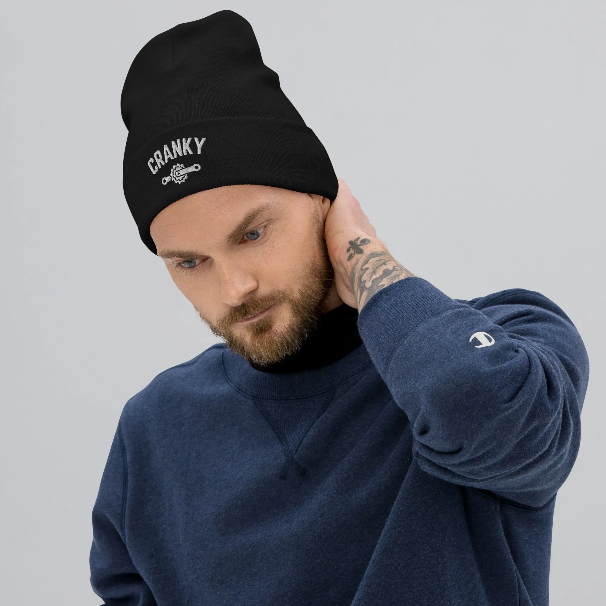 Cranky Embroidered Beanie, Cycling Cap, Funny Bike Hat, Bike Lover Gift, Cycling Gift, Cyclist Clothes, BMX, Mountain Bike Knit Hat