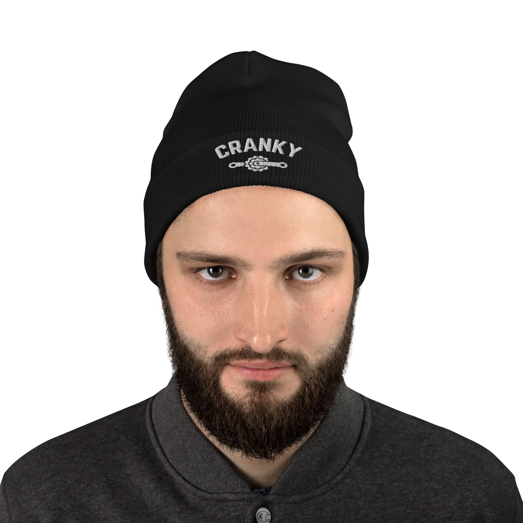 Cranky Embroidered Beanie, Cycling Cap, Funny Bike Hat, Bike Lover Gift, Cycling Gift, Cyclist Clothes, BMX, Mountain Bike Knit Hat