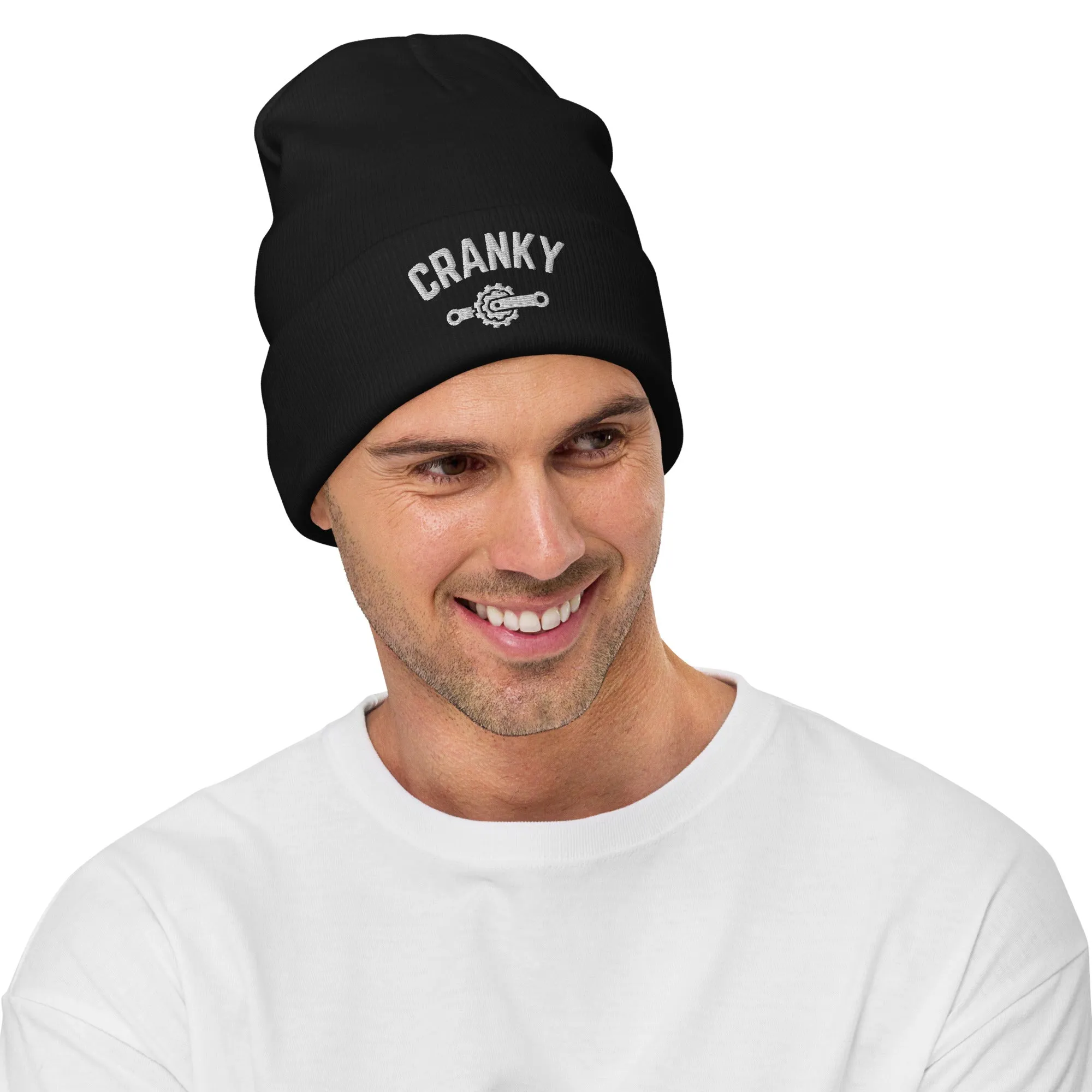 Cranky Embroidered Beanie, Cycling Cap, Funny Bike Hat, Bike Lover Gift, Cycling Gift, Cyclist Clothes, BMX, Mountain Bike Knit Hat