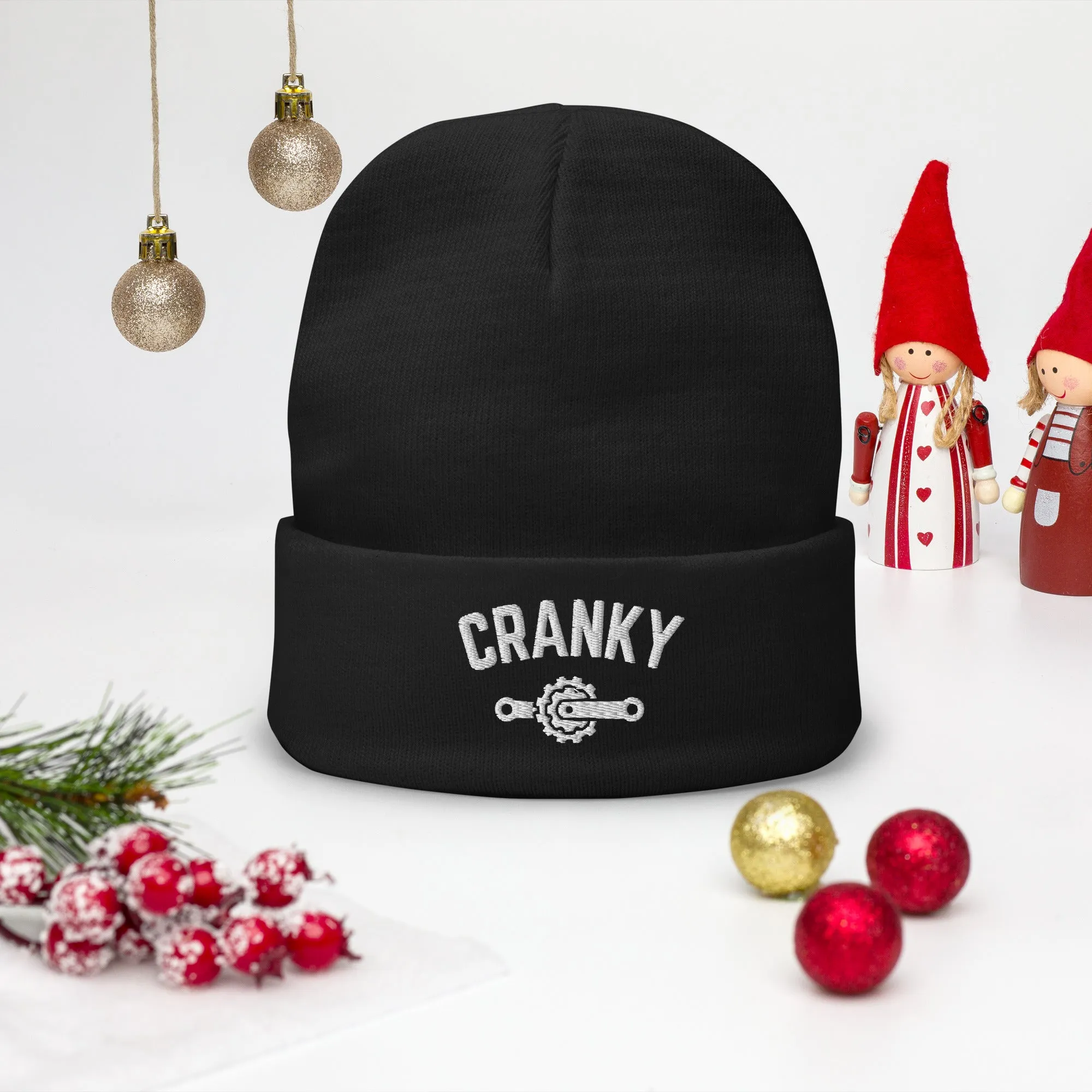 Cranky Embroidered Beanie, Cycling Cap, Funny Bike Hat, Bike Lover Gift, Cycling Gift, Cyclist Clothes, BMX, Mountain Bike Knit Hat