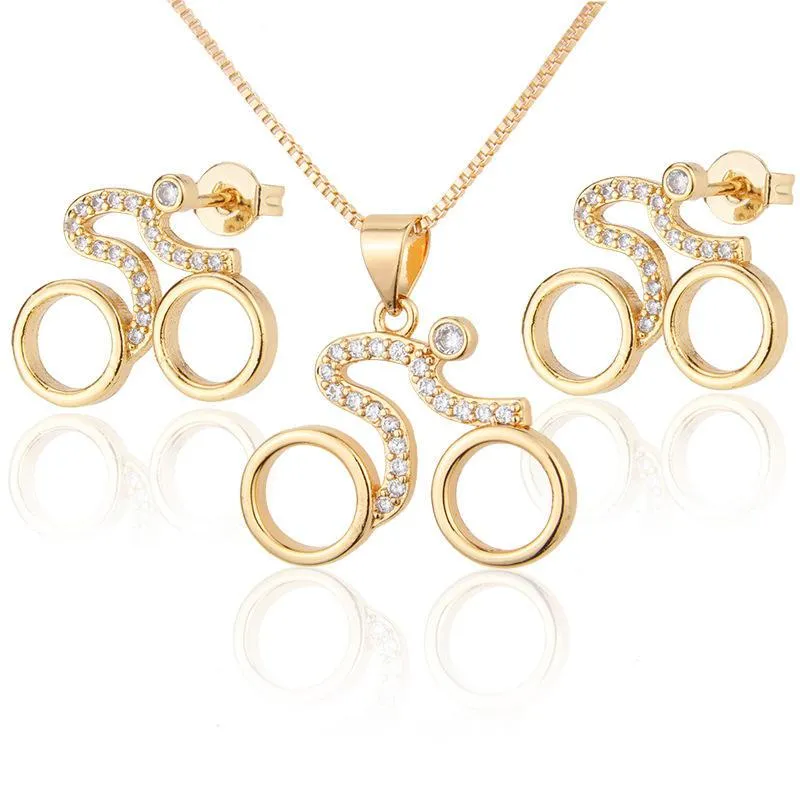 Cycolinks Velorosa Road Bicycle Necklace & Earring Set