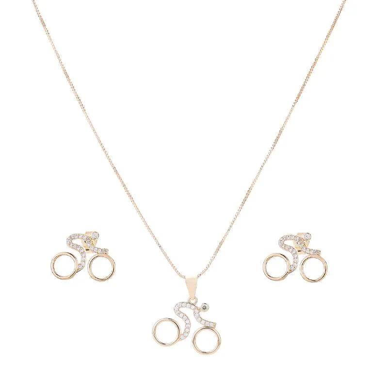Cycolinks Velorosa Road Bicycle Necklace & Earring Set
