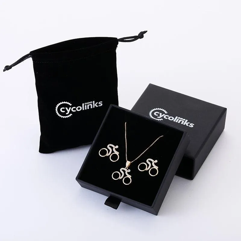 Cycolinks Velorosa Road Bicycle Necklace & Earring Set