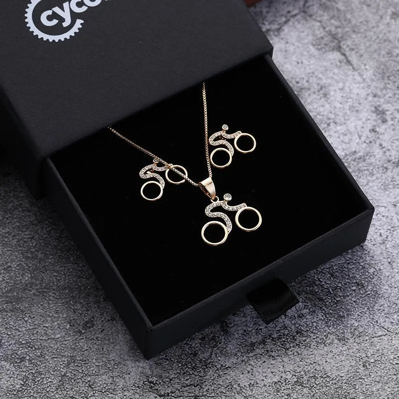 Cycolinks Velorosa Road Bicycle Necklace & Earring Set