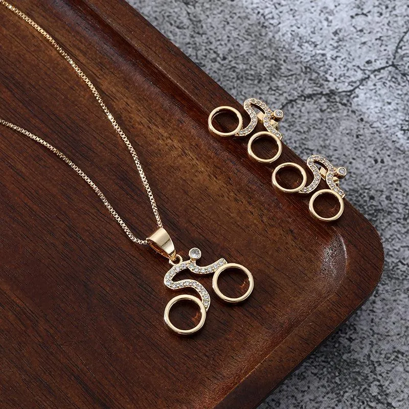 Cycolinks Velorosa Road Bicycle Necklace & Earring Set