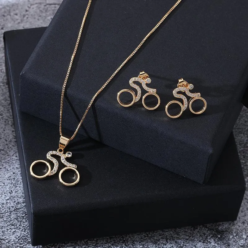 Cycolinks Velorosa Road Bicycle Necklace & Earring Set