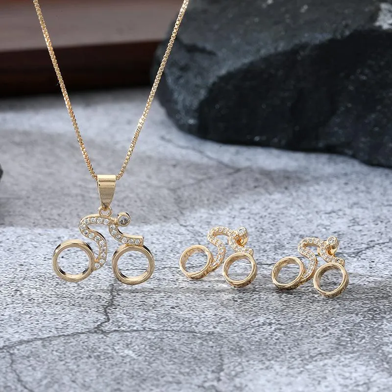 Cycolinks Velorosa Road Bicycle Necklace & Earring Set