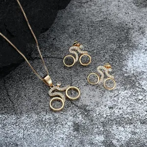Cycolinks Velorosa Road Bicycle Necklace & Earring Set