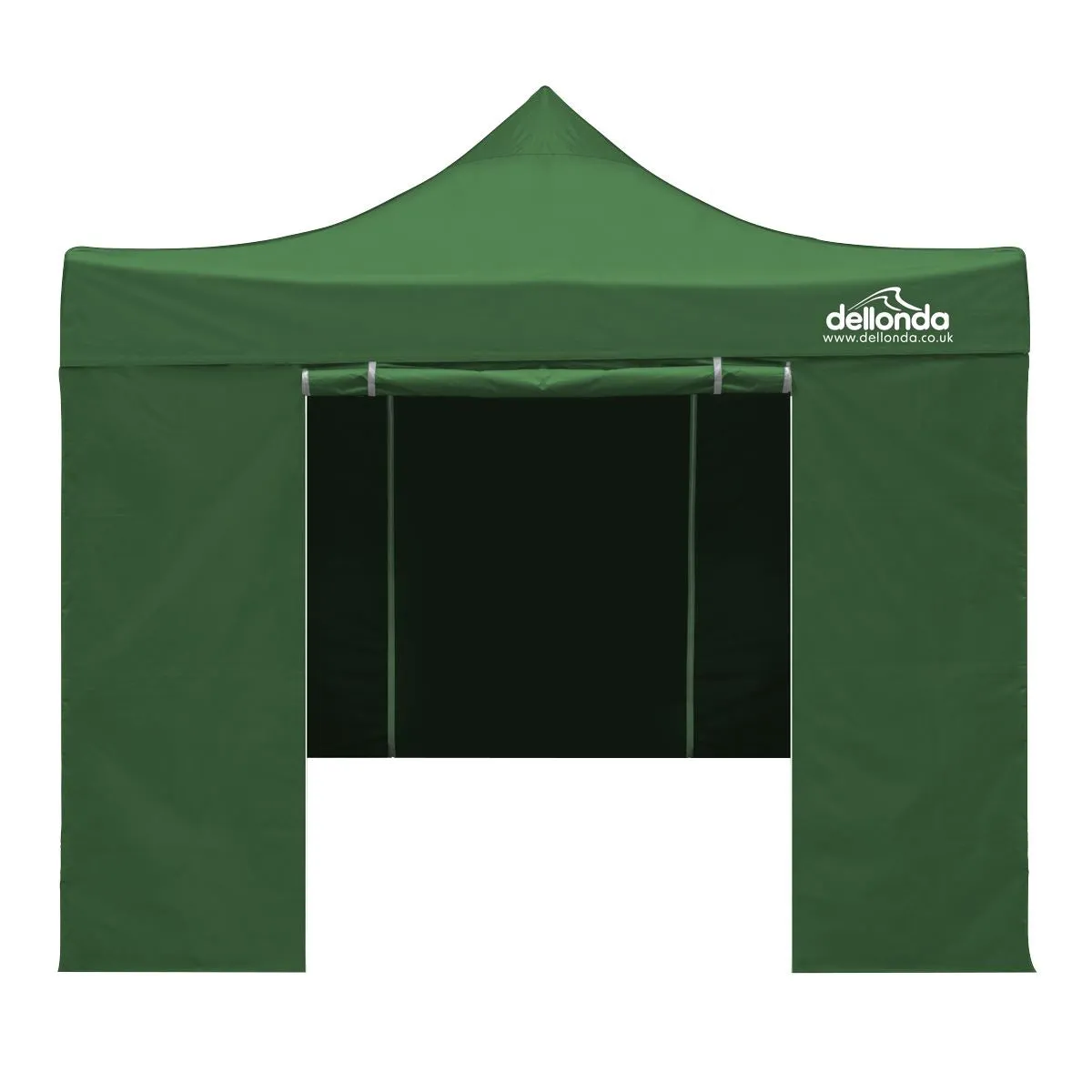 Dellonda Premium 2x2m Pop-Up Gazebo & Side Walls, PVC Coated, Water Resistant Fabric with Carry Bag, Rope, Stakes & Weight Bags - Green