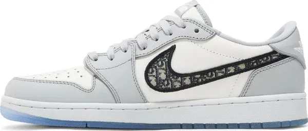 Dior x Air Jordan 1 Low "Wolf Grey Sail Photon Dust White" Sneakers for Men