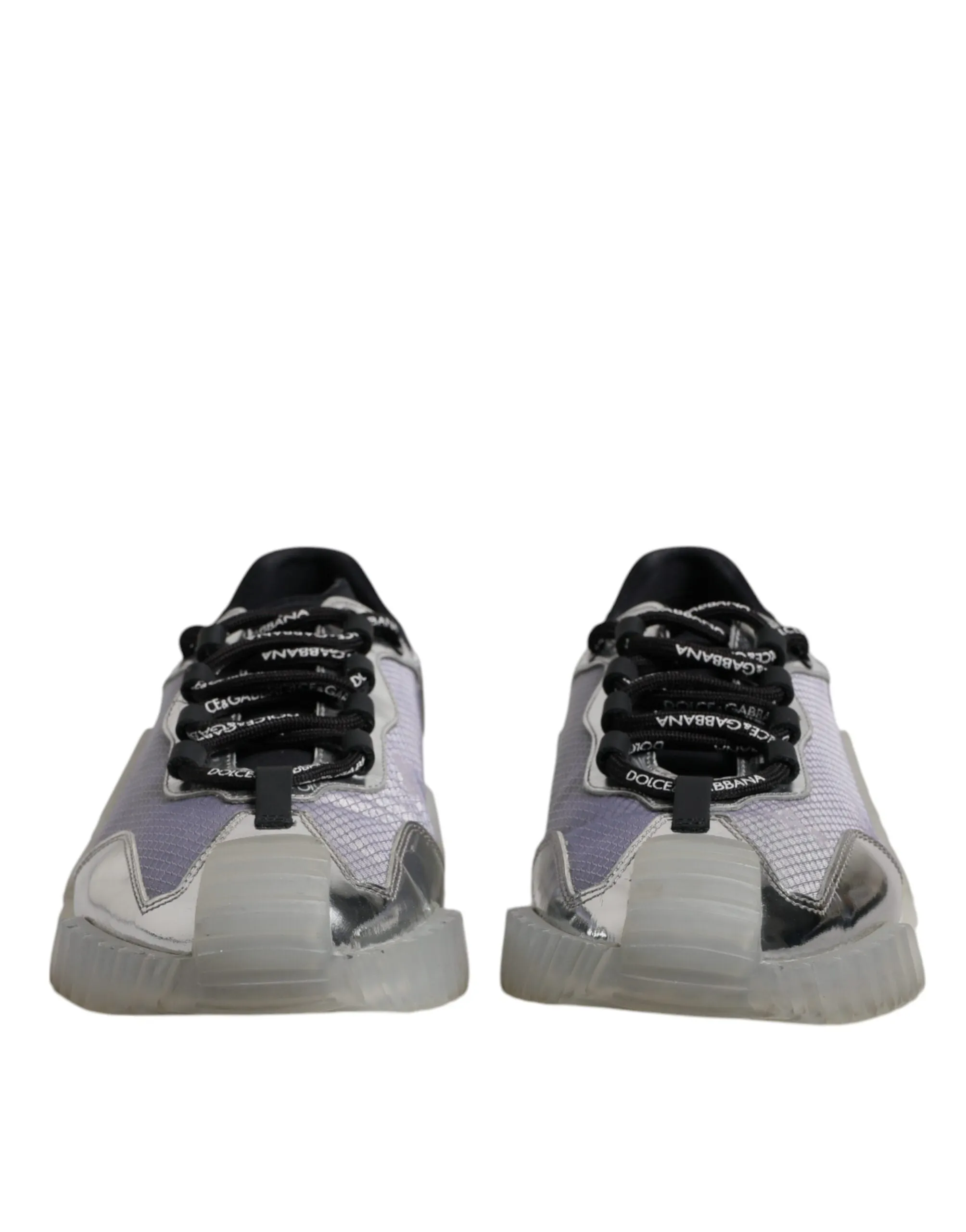 Dolce & Gabbana Silver Black Nylon NS1 Low Top Sneakers Shoes
