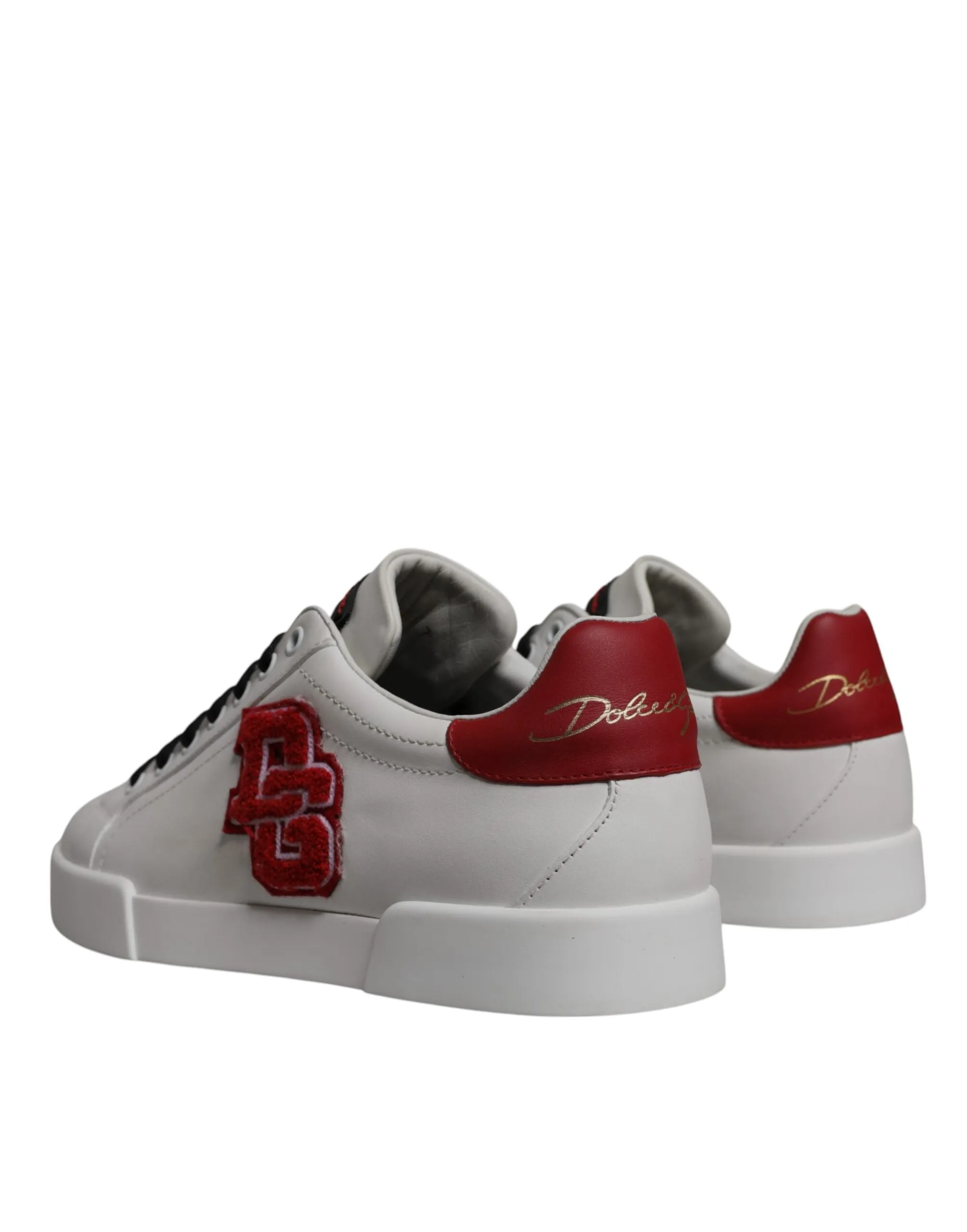 Dolce & Gabbana White Leather DG Logo Low Top Sneakers Shoes