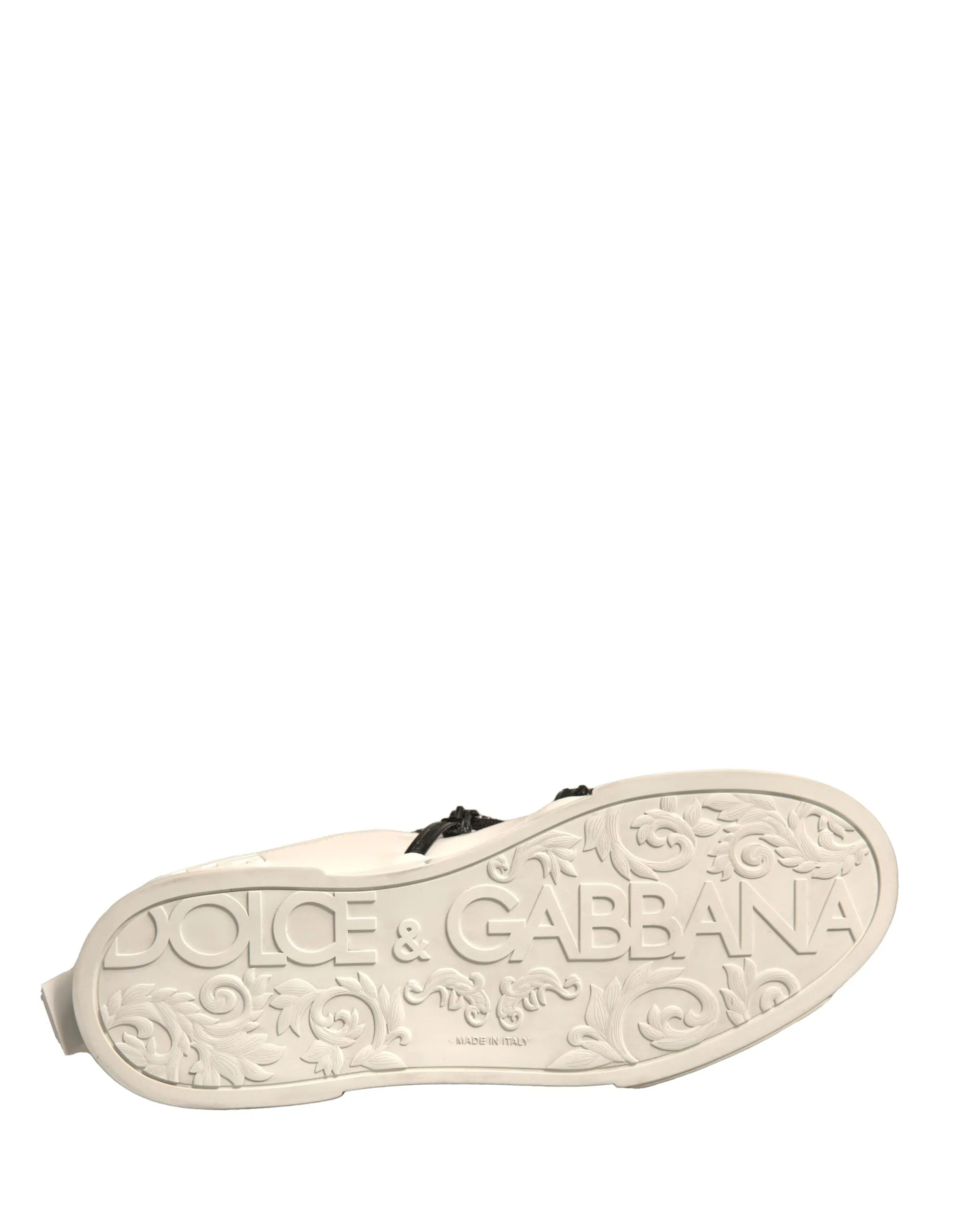 Dolce & Gabbana White Leather Portofino Low Top Sneakers Shoes