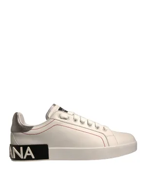 Dolce&Gabbana Women Ivory Sneakers Leather Low Top Flat Trainer Shoes Sz EU 40.5