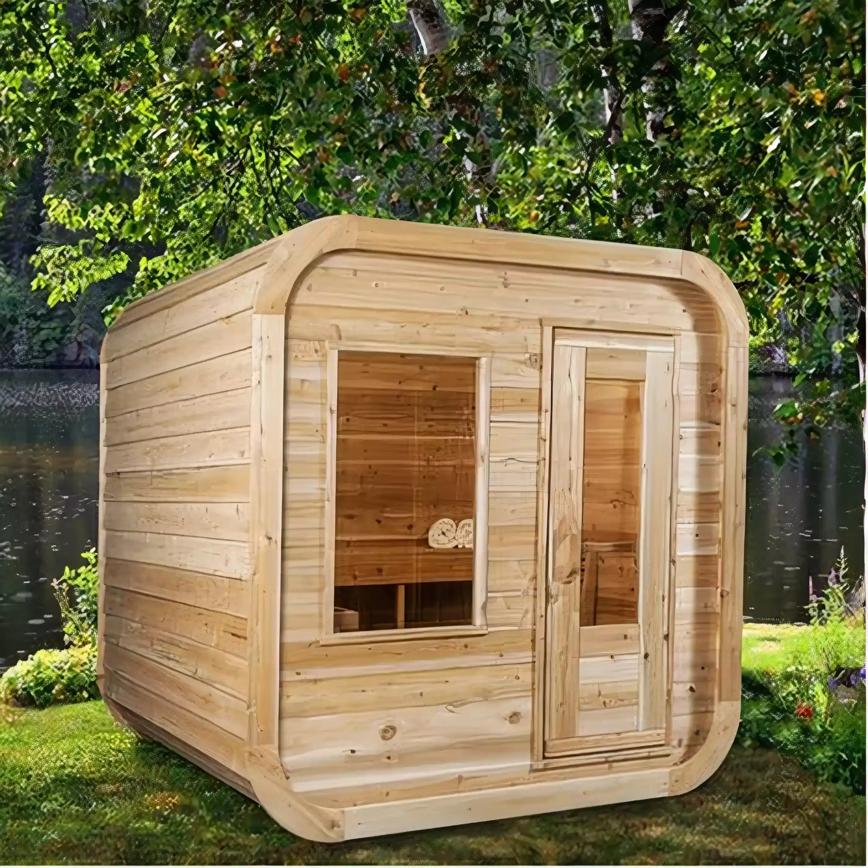 Dundalk CT Canadian Timber Luna 4 Person Sauna | Electric Heater