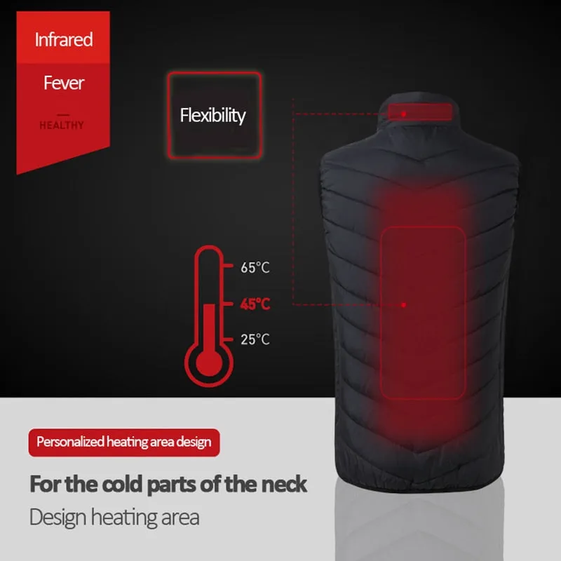 Electric Heated Vest Men Women Heating Waistcoat Thermal Warm Clothing Usb Heated Outdoor Vest Winter Heated Jacket