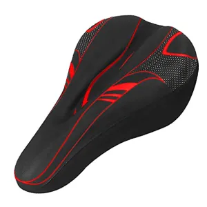 FABSPORTS Premium Microfiber Bicycle Saddle Pad, Extra Gel Cushion Bike Seat Cover Fits Narrow/Slim Seats (Red, 11x7.5 Inch)