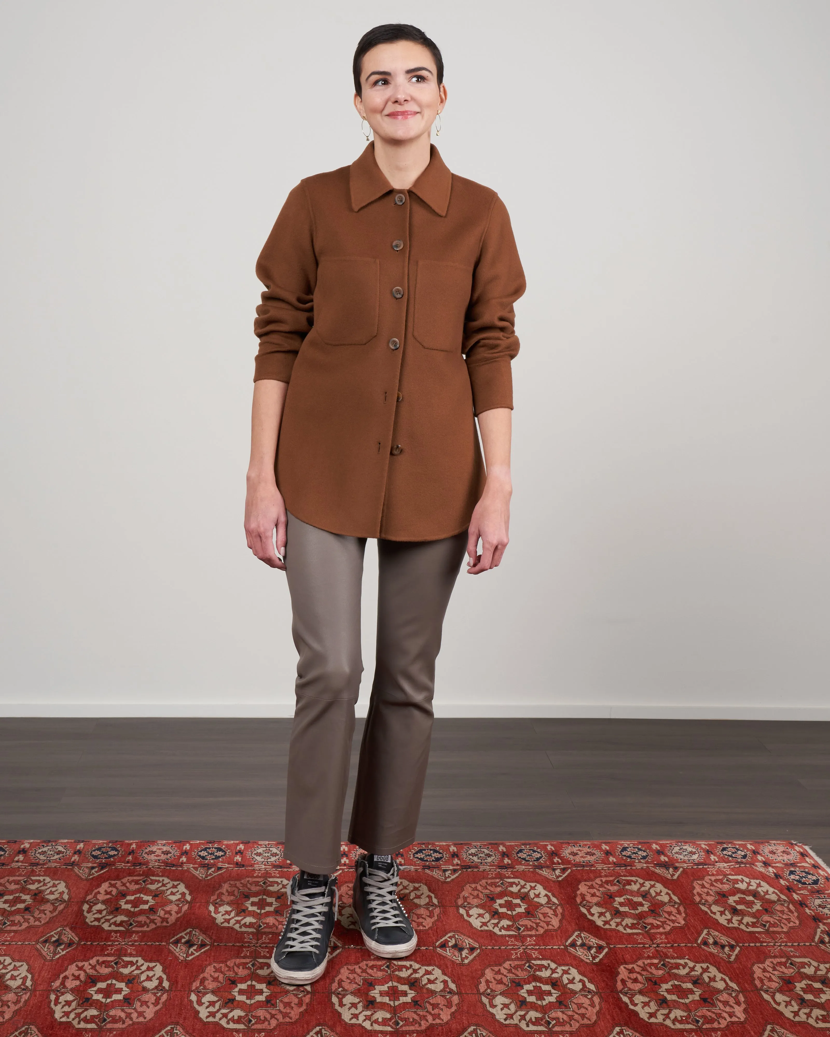 florentine cashmere shirt jacket - camel