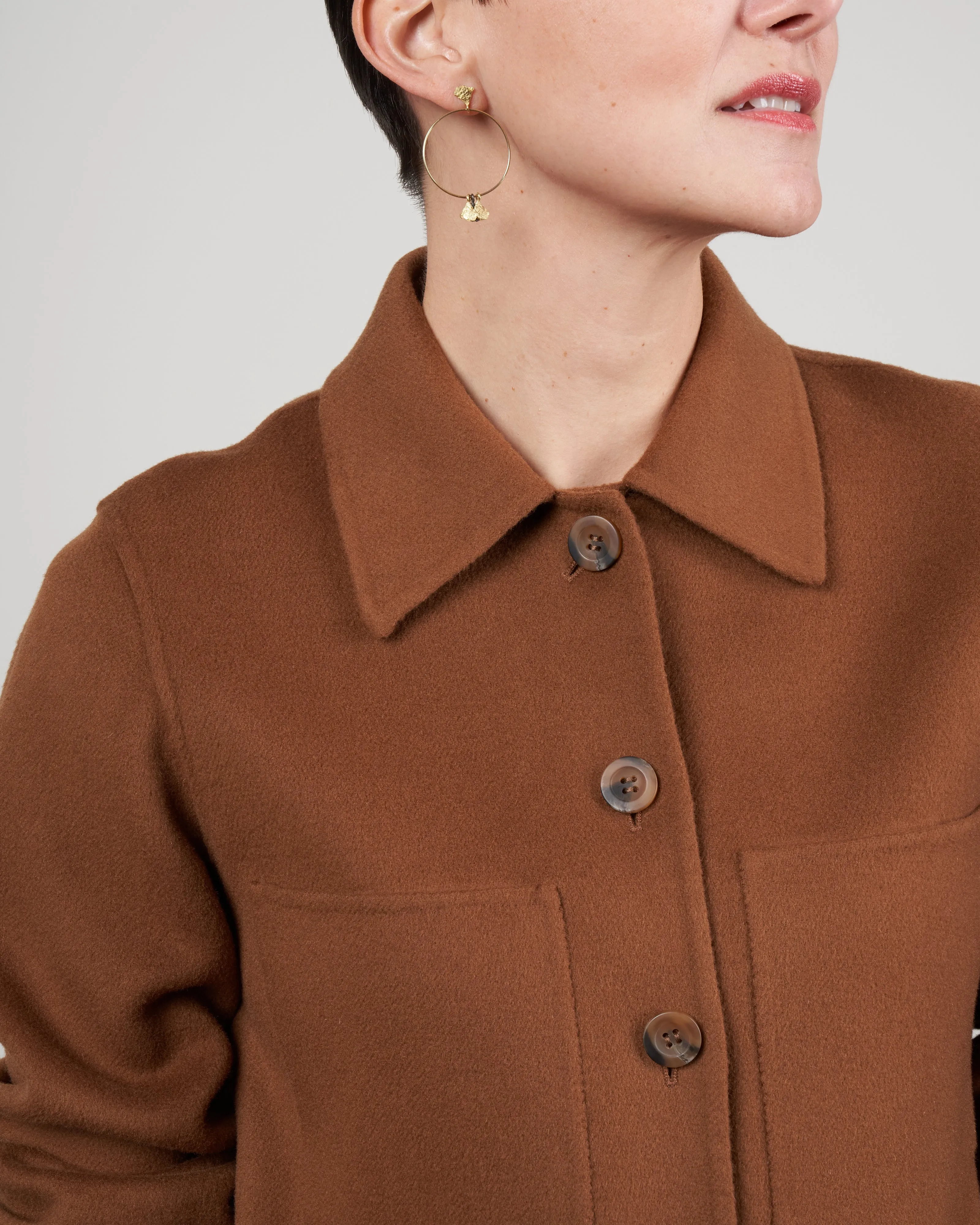 florentine cashmere shirt jacket - camel