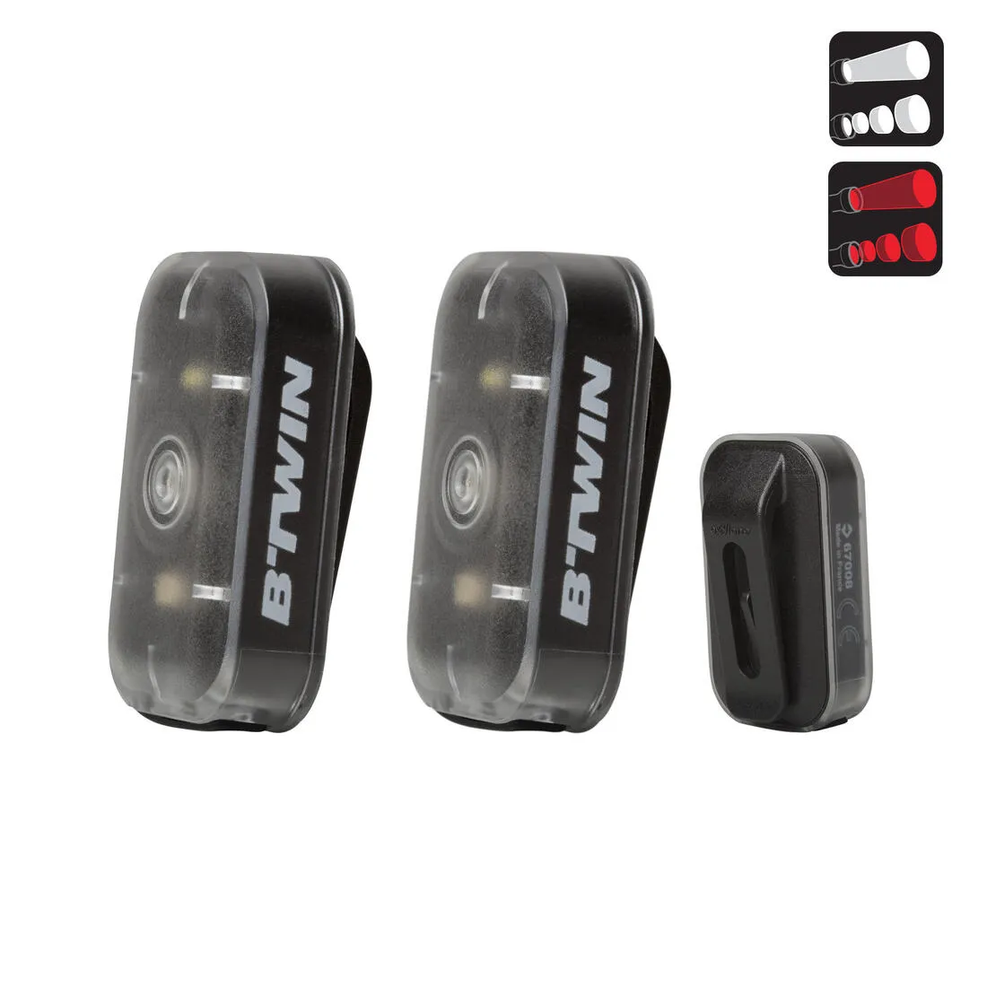 Front/Rear LED Bike Light Set ST 500 USB 5 to 15 lumens - Black