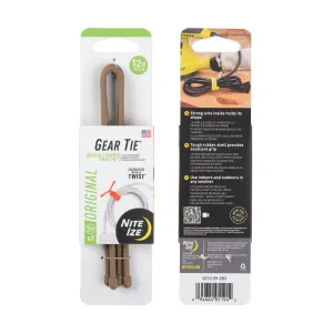 GEAR TIE REUSABLE RUBBER TWIST TIE(TM) (2pcs), Coyote - length 12"