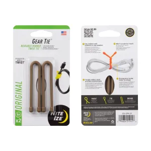 GEAR TIE REUSABLE RUBBER TWIST TIE(TM) (2pcs), coyote - length 6"