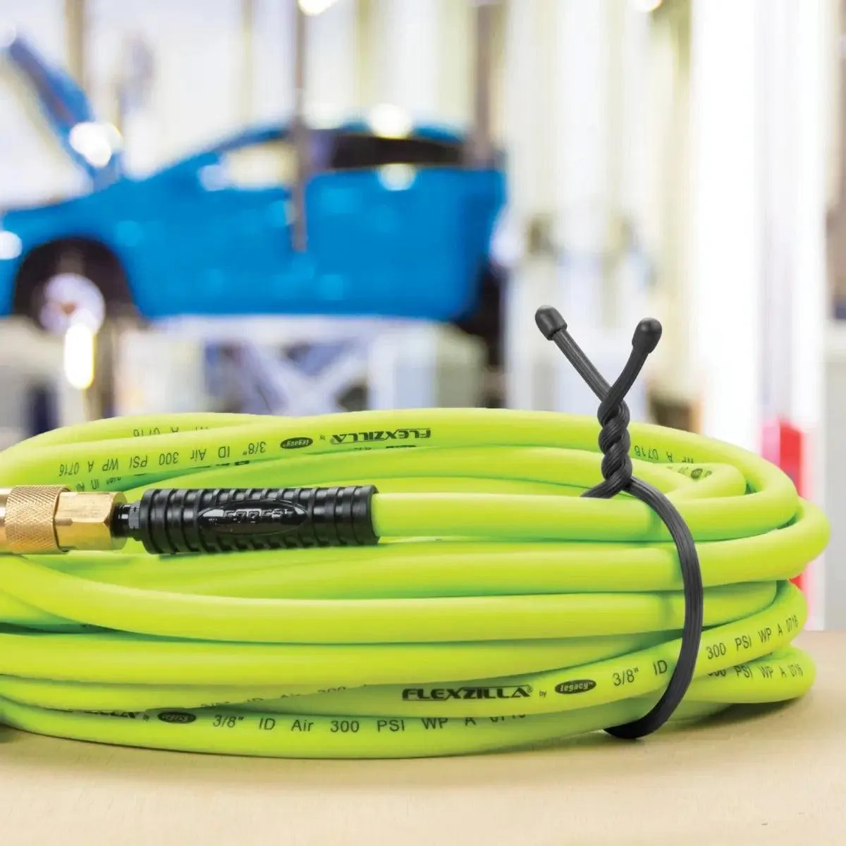 GEAR TIE REUSABLE RUBBER TWIST TIE(TM) (2pcs), Yellow NEON - length 6"