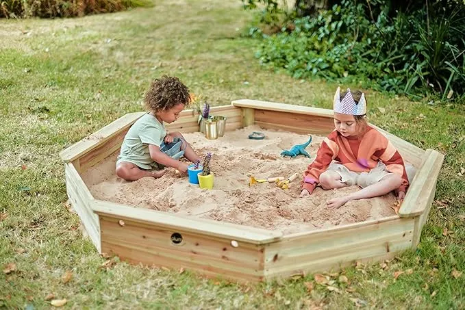 Giant Octaganol Eco FSC Wooden Sandpit with Waterproof Cover | 1.5m diameter | 18m 