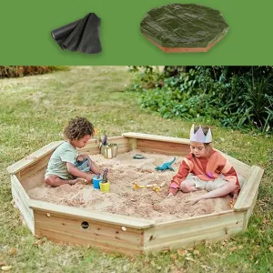 Giant Octaganol Eco FSC Wooden Sandpit with Waterproof Cover | 1.5m diameter | 18m 