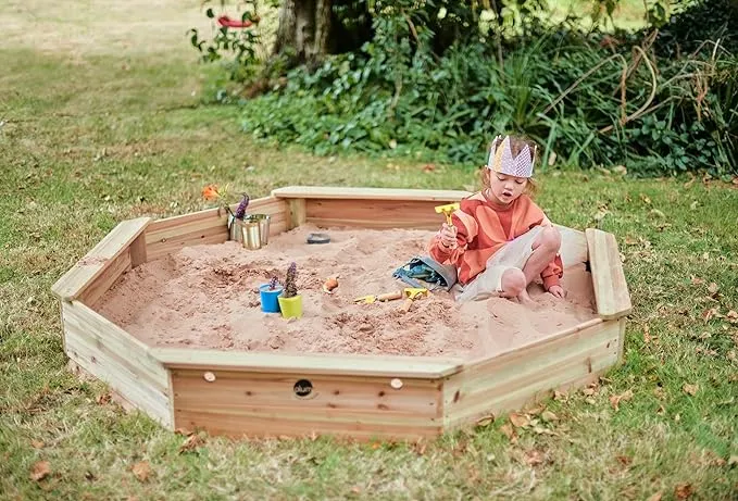 Giant Octaganol Eco FSC Wooden Sandpit with Waterproof Cover | 1.5m diameter | 18m 