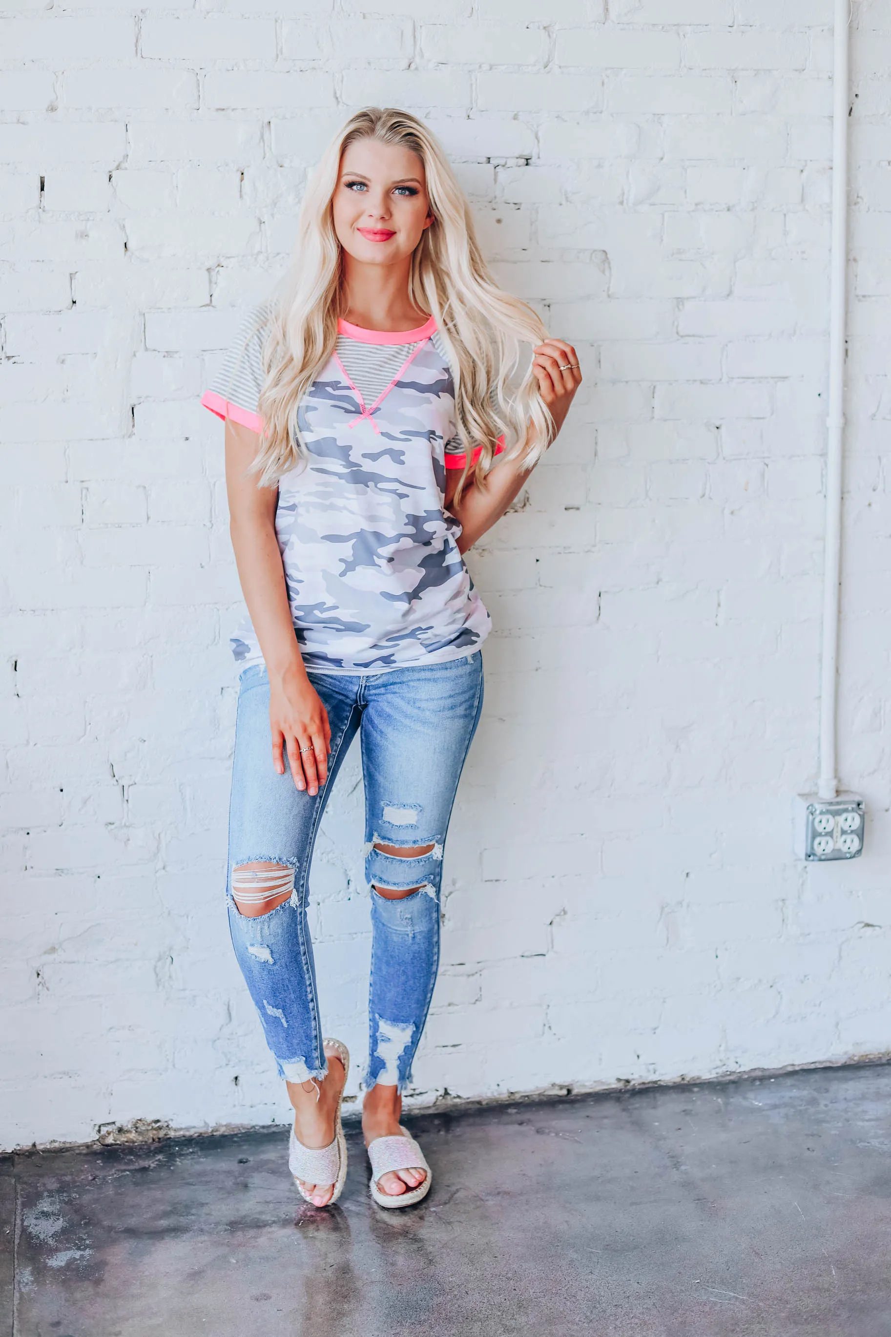 Glowing Pink Camo Top
