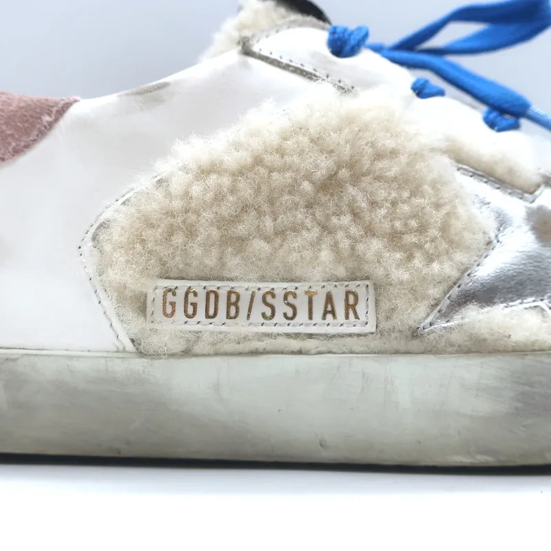 Golden Goose Superstar Shearling Low Top Sneakers White Leather Size 36 NEW