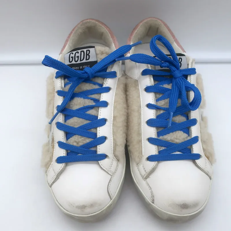 Golden Goose Superstar Shearling Low Top Sneakers White Leather Size 36 NEW