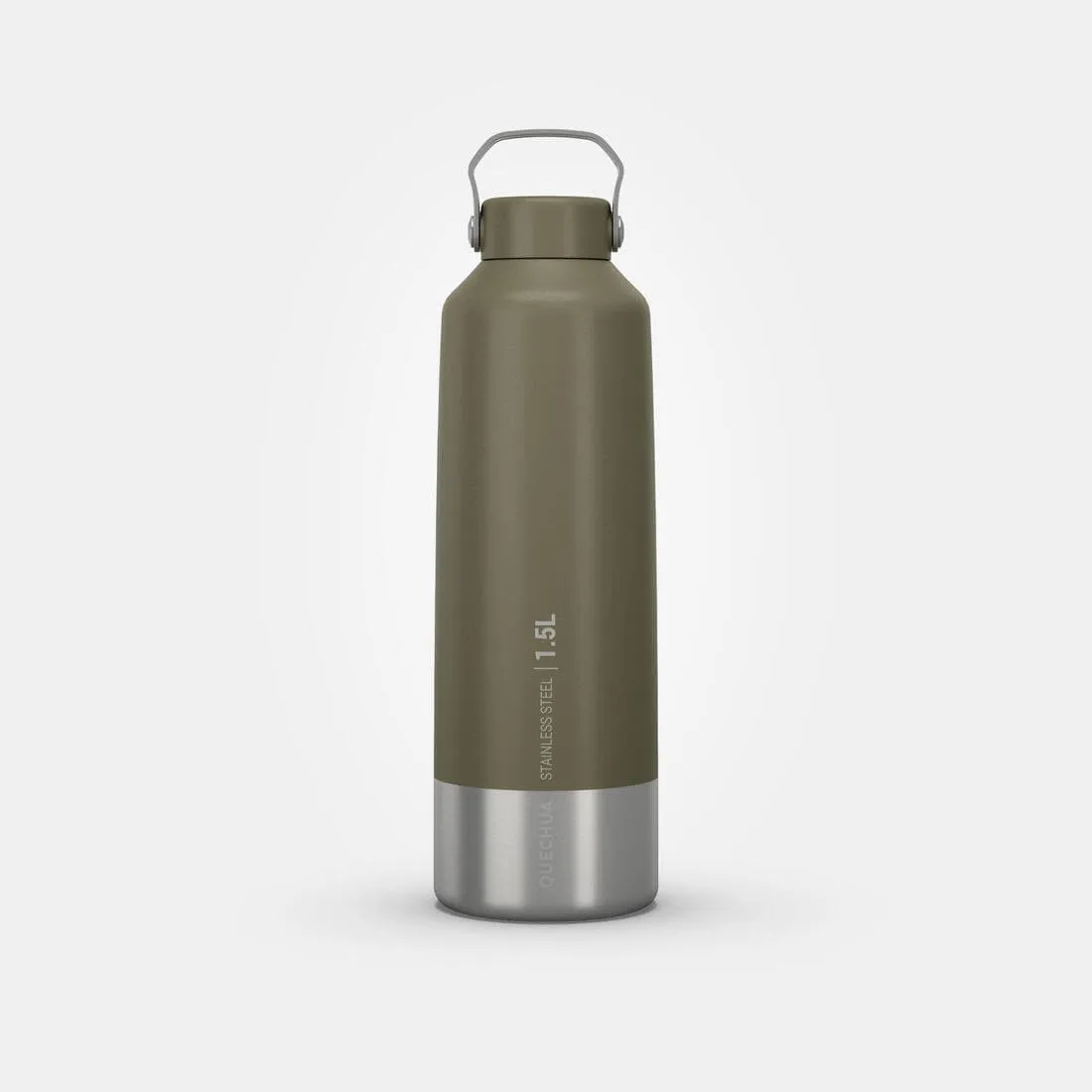 Gourde inox 1,5L avec bouchon à vis pour la randonnée - kaki
