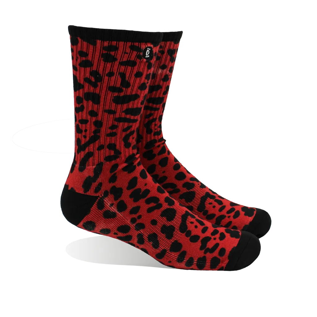 Halo Red Leopard Training Crew Socks