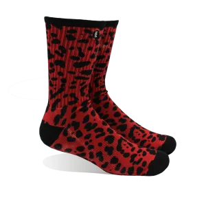 Halo Red Leopard Training Crew Socks