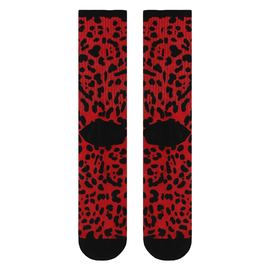 Halo Red Leopard Training Crew Socks