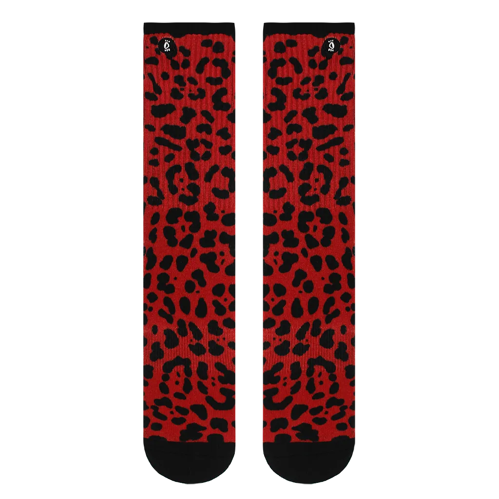 Halo Red Leopard Training Crew Socks