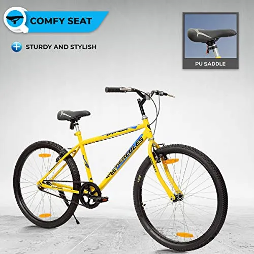 Hercules Dynor RF 26T Single Speed Road Cycle ( Canary yellow ,Ideal for : 12  Years ,Brake : V Brake)